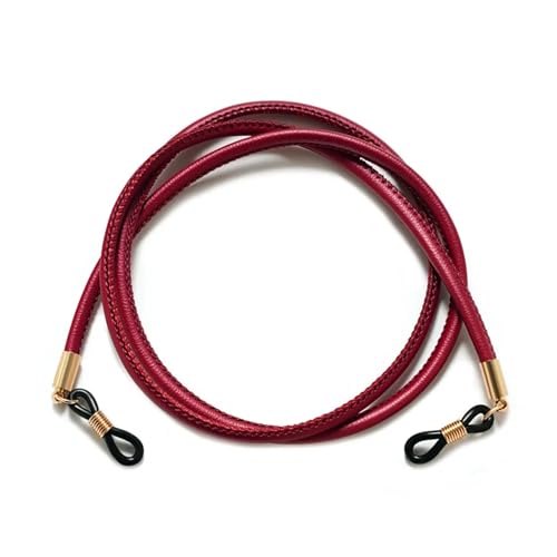 Sonnenbrillen-Lanyard-Halskette, geflochtenes Leder, Brillenkette, Lederband, Lesebrille, Brillenzubehör(Red) von Generisch