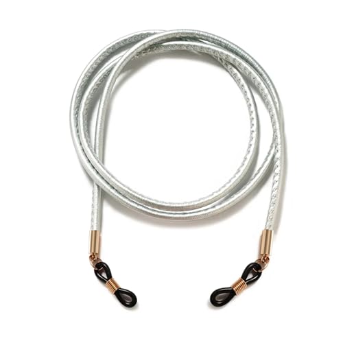Sonnenbrillen-Lanyard-Halskette, geflochtenes Leder, Brillenkette, Lederband, Lesebrille, Brillenzubehör(Silvery) von Generisch