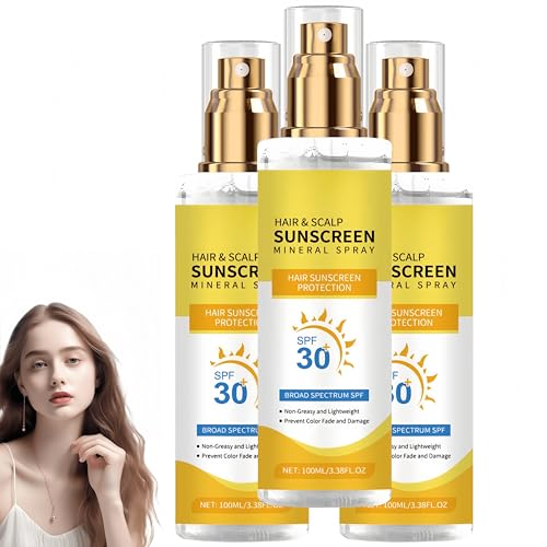 Sonnenschutzspray für Kopfhaut und Haar, LSF 30, nicht fettender UV-Schutz, After-Sun-Spray mit Schutz vor Austrocknung, Strand-Sonnenschutz für Wandern, Strand und Laufen (3STÜCK) von Generisch
