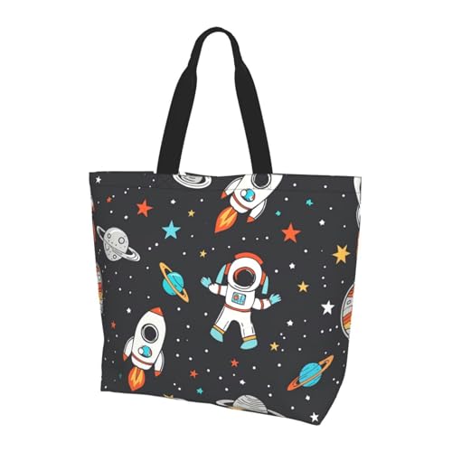 Space Astronaut Star Tote Bag Damen Schulterhandtaschen Galaxy Planet Einkaufstaschen Wasserabweisend Große Handtasche mit Innentasche für Arbeit Reise Schule von Generisch