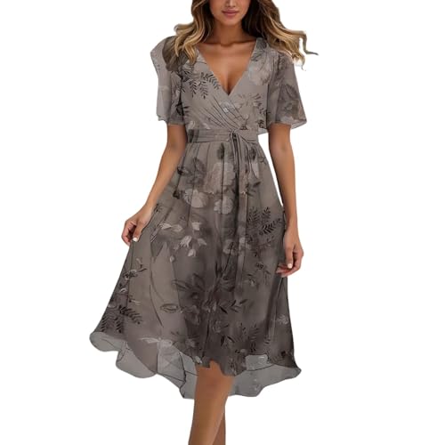 Spaghettiträger-Kleid, Kleid Hochzeitsgast Damen Abendkleider Cocktailkleid Chiffon Bindegürtel Tunika Freizeitkleid Knielang Sommerkleid Lang Elegant Hohe Taille Kleider Dress for Women, Rose, XXL Spaghettiträger-Kleid, Kleid Hochzeitsgast Damen Abendkleider Cocktailkleid Chiffon Bindegürtel Tunika Freizeitkleid Knielang Sommerkleid Lang Elegant Hohe Taille Kleider Dress for Women, Rose, XXL von Generisch