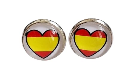 Spanien Liebe Flagge gelb rot Cabochon Ohrstecker versilbert 12 mm von Generisch