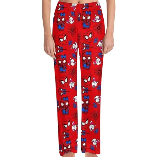 𝐒𝐩𝐢𝐝𝐞𝐫𝐦𝐚𝐧 Pyjamahose Damen Unisex Herren Pyjama Hose Lang Schlafhose Y2K Bequeme Schlafanzughosen für Damen Kawaii Kostüm Anime Cartoon Mottoparty Lounge Pants Geschenke für Teenager Mädchen von Generisch