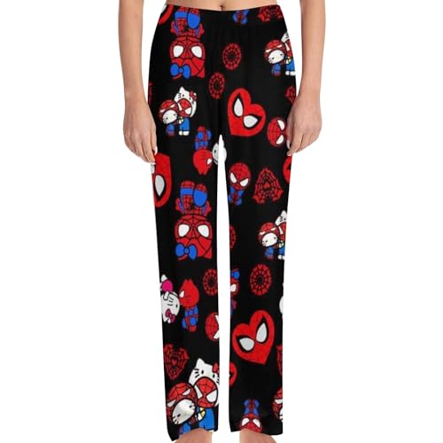 𝐒𝐩𝐢𝐝𝐞𝐫𝐦𝐚𝐧 Pyjamahose Damen Unisex Herren Pyjama Hose Lang Schlafhose Y2K Bequeme Schlafanzughosen für Damen Kawaii Kostüm Anime Cartoon Mottoparty Lounge Pants Geschenke für Teenager Mädchen von Generisch