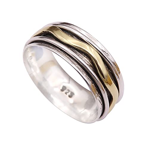Spinner Band Ring 925 Sterling Silber Spinner Meditationsring Männer & Frauen Spinner Meditationsring Alle Größen Geschenkartikel Handarbeit Jewerly GESR 236_69 (22.0) von Generisch