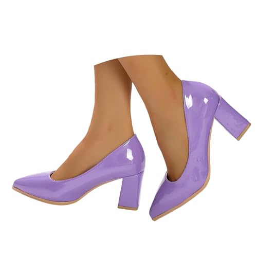 Spitze Pumps Damen Keilpumps Mit Blockabsatz Schlupfschuhe Hohe Schuhe Dicker Spangenschuhe Trachtenschuhe Büro High Heels Modisch Freizeit Hochzeitsschuhe Brautschuhe von Generisch