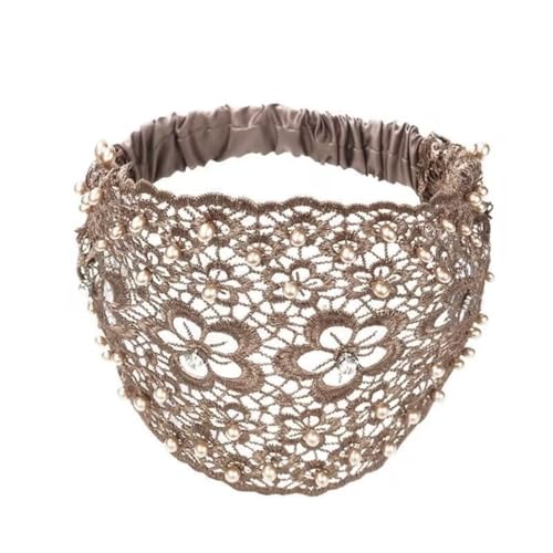 Spitzen-Stirnbänder, Elastische elegante Damen-Stirnbänder, Modische Kopfbedeckung mit Blumenmuster für Damen elastisches Haarband aus Perlen, modisch, weicher Yoga-Schal von Generisch