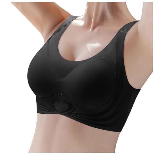 Sport BH Damen Ohne Bügel Push Up Comfy Große Brüste Seamless Größen Starker Halt Für Yoga Jogger Laufen Schwarz Sports Bra Bustier Bikini Spitzen Baumwoll Top Lang Vorderverschluss von Generisch
