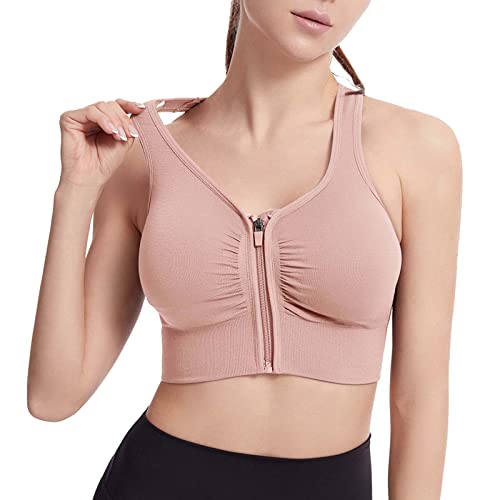 Sport BH Damen Yoga mit Reißverschluss vorne Ohne Bügel Starker Halt Große Brüste Push Up Ringerrücken Gepolstert Sport Bra für Fitness Laufen Yoga von Generisch