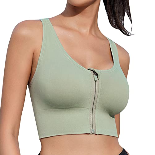 Sport BH Damen Yoga mit Reißverschluss vorne Ohne Bügel Starker Halt Große Brüste Push Up Ringerrücken Gepolstert Sport Bra für Fitness Laufen Yoga von Generisch