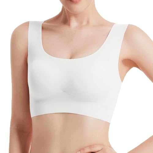 Sport BH Rückenfrei True Shape Sensation BH Nahtlose BHs für Damen, ultradünn, gepolstert, bequem, kabelloser BH, atmungsaktives Bralette für den Schlaf, BH Ohne Träger Der Hält (White, XXXL) von Generisch