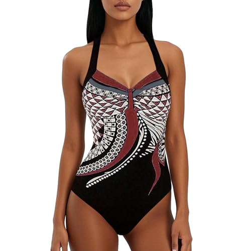 Sport Badeanzug Mit Cups,Badeanzug Damen Bauchweg Badeanzug Push Up Bademode - Badeanzug V-Ausschnitt Mit Shaping Effekt Bauchweg Schwimmanzug Sport Bademode Große Größen Einteiliger Badeanzüge von Generisch