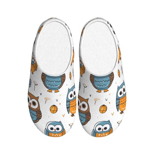 Sport Eule Damen Hausschuhe Flanell Hausschuhe für Herren Fußball Fußball rutschfeste warme Winterschuhe für Indoor Outdoor, mehrfarbig, X-Small Men/ Large Women von Generisch