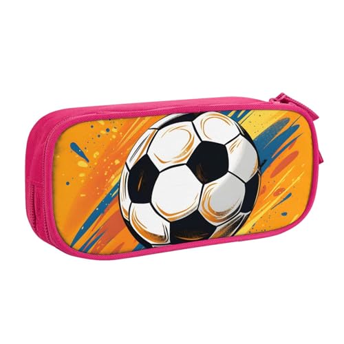 Sport-Fußball-Federmäppchen für Jungen und Mädchen, Aquarell, Fußball, große Stifttasche, Schreibtisch-Organizer, Federmäppchen für Schule, Büro, Make-up-Tasche mit Reißverschluss, blau, 21x5x10.5cm von Generisch