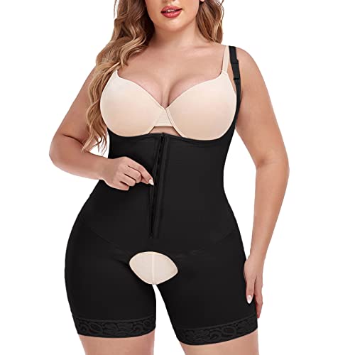 Sport-Shapewear für Damen, modische Jumpsuits 2022, Netz-Reißverschluss, atmungsaktiv, Fitness-Kleidung, Ganzkörperformer, hohe Taille, Shaper, Körperformer für Damen, nasser Schweiß, Schwarz , 54 von Generisch