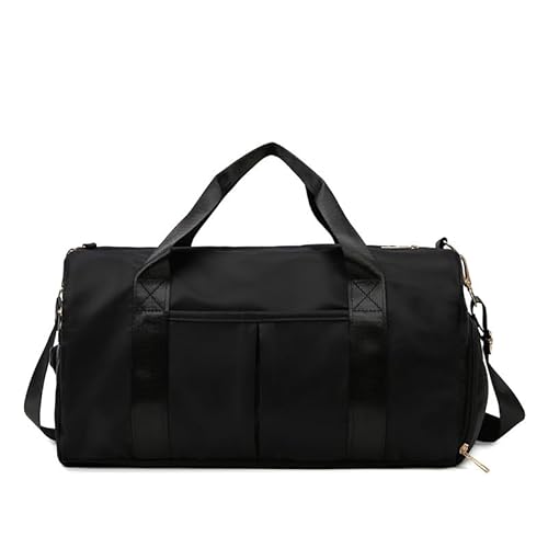Sport-Turnbeutel, Seesack mit Schuhfach, faltbare Trainingshandtasche für Damen und Herren, Yoga, Reisen, Übernachtung, Wochenende, Schulter, wasserdicht, trocken und nass getrennte Taschen, Schwarz von Generisch
