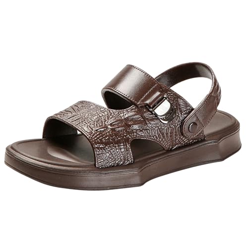 Sport & Wandersanalen Herren Sommer Pantoletten Leder Sandalen Offener Zeh Hausschuhe Outdoor Flache Rutschfeste Strandschuhe Atmungsaktive Sommerschuhe Trekkingsandalen Mit Verstellbarem Riemen von Generisch