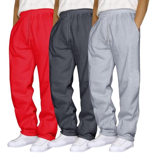 Sporthose Herren 3er Set Freizeit Sweathose Einfarbige Locker Geschnittene Lauf und Fitnesshose Leichte Atmungsaktive Outdoor Sporthose Bequeme Jogging Trainingshose Modische Vielseitige Freizeithose von Generisch