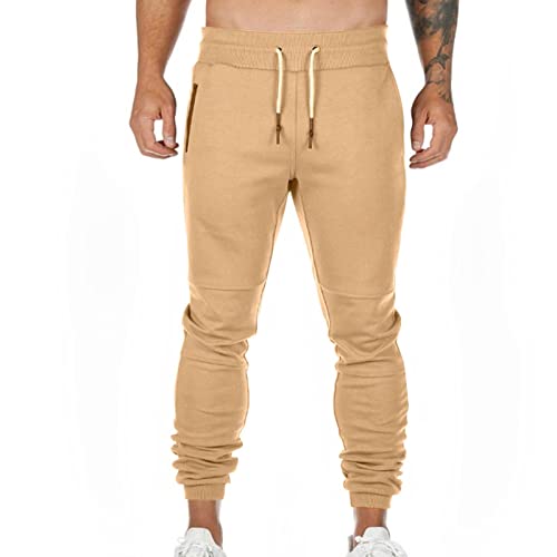 Sporthose Herren Lang Baumwolle Jogginghose Herren Leicht Trainingshose Zugband Stretch Hose Slim Fit Fitnesshosen Einfarbig Sporthose Basic Wanderhose Low Waist Trekkinghose Freizeithose Arbeitshose von Generisch