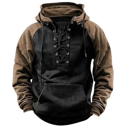 Sportjacke Herren Dünn Leicht, Kapuzenpullover Herren Mittelalter Sweatshirt Vintage Sweatjacke Steampunk Kleidung Trainingsjacke Wikinger Oberteil Baumwolle Kapuzenjacke Leichte Fleecepullover von Generisch