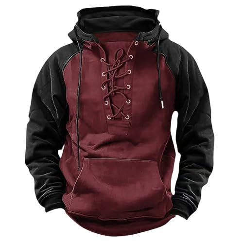 Sportjacke Herren Dünn Leicht, Kapuzenpullover Herren Mittelalter Sweatshirt Vintage Sweatjacke Steampunk Kleidung Trainingsjacke Wikinger Oberteil Baumwolle Kapuzenjacke Leichte Fleecepullover von Generisch