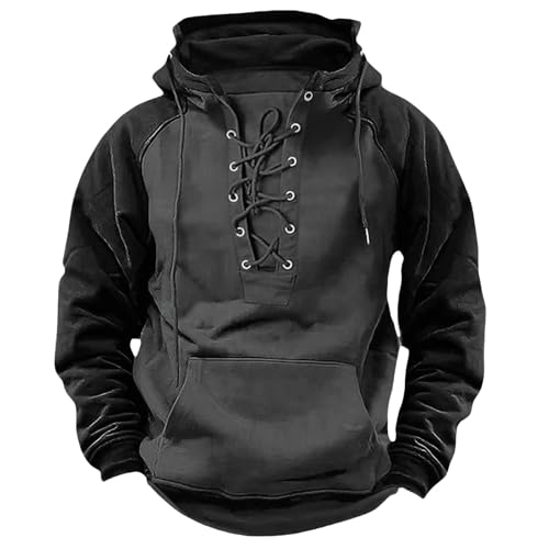 Sportjacke Herren Dünn Leicht, Kapuzenpullover Herren Mittelalter Sweatshirt Vintage Sweatjacke Steampunk Kleidung Trainingsjacke Wikinger Oberteil Baumwolle Kapuzenjacke Leichte Fleecepullover von Generisch