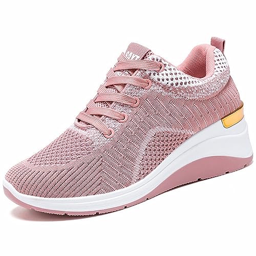 Sportschuhe Damen Atmungsaktiv Mesh Laufschuhe Bequem Arch Support Sneaker Leicht Breite Fuße Freizeitschuhe Komfort Rutschfest Schnürsenkel Orthopädische Turnschuhe Mode Shock Walkingschuhe von Generisch