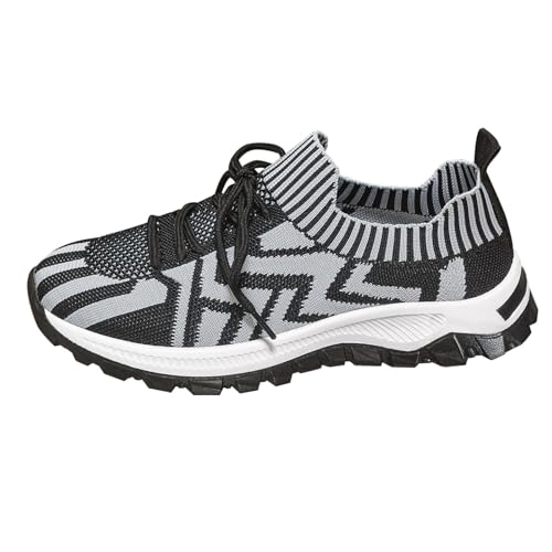Sportschuhe Damen Beige Sommerschuhe Breite Füße Freizeitschuhe Strick-Design Trainerschuhe Tmungsaktive Schlupfschuhe Leicht Bequem Walkingschuhe Weichen Trekkingschuhe Stilvoll und Schön Sneaker von Generisch
