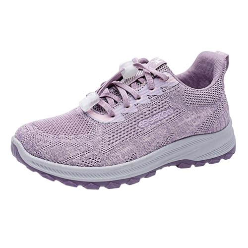 Sportschuhe Damen Bequem Shock Arch Support Laufschuhe Atmungsaktiv Mesh Sneaker Leicht Schnürsenkel Orthopädische Turnschuhe Freizeit Weite Füße Walkingschuhe Komfort Rutschfest Wanderschuhe von Generisch