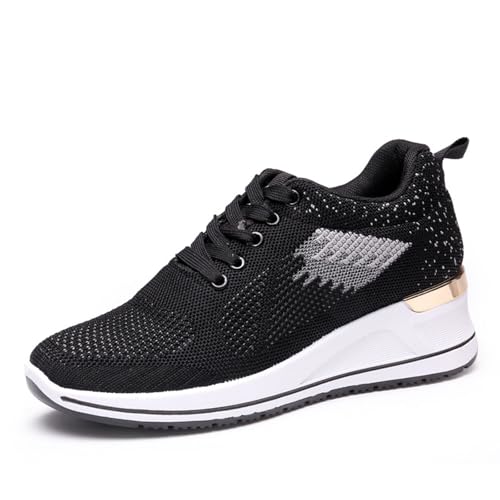Sportschuhe Damen Sneaker Atmungsaktiv Leichtgewichts Mesh Laufschuhe Größe Weiche Sohle Straßenlaufschuhe Mit Luftpolster Gym Fitness Running Shoes Laufschuhe 02-Schwarz 41 von Generisch