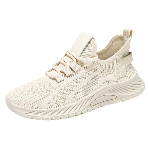 Sportschuhe Herren Atmungsaktiv,Freizeitschuhe Herren Sportlich Schwarz Wanderschuhe Verschleißfest Laufschuhe Leichtgewichts Schnürschuhe Mesh Arbeitsschuhe Einfarbig Fitnessschuhe rutschfeste von Generisch