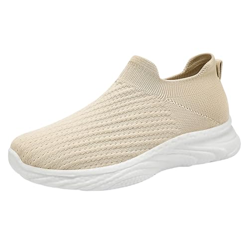 Sportschuhe Herren Weiß Laufschuhe Breeze Walkingschuhe Slip-On Sneaker rutschfest Wanderschuhe Fitnessstudio Turnschuhe Solid Color Joggingschuhe Bequeme Fitnessschuhe Modische Freizeitschuhe von Generisch
