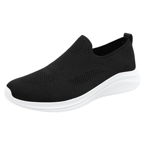 Sportschuhe Sneaker Herren Muster, einfach, einfarbig, bequem, Flacher Boden, leicht, rutschfest, zum Hineinschlüpfen, Freizeitschuhe Tennisschuhe Trainingsschuhe Atmungsaktiv (White, 41) von Generisch