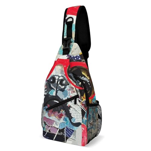 Sporttasche, bequeme Schultertasche, ideal zum Spazierengehen, Wandern oder Pendeln, mit Brille und Malerei von Generisch