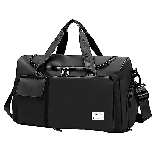 Sporttasche Damen 35L Reisetasche Groß Handgepäck mit Schuhfach Nassfach Wasserdicht Weekender Leicht und Faltbar für Urlaub und Gym Schwarz von Generisch