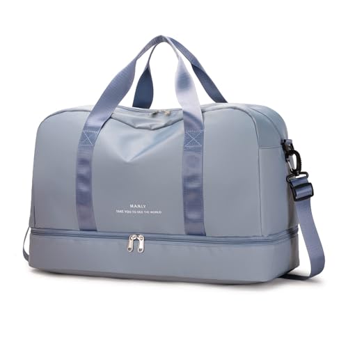 Sporttasche Damen Herren 35L Reisetasche Groß Handgepäck Tasche mit Schuhfach Nassfach Wasserdicht Travel Duffle Bag Weekender Damen für Urlaub Blau Sporttasche Damen Herren 35L Reisetasche Groß Handgepäck Tasche mit Schuhfach Nassfach Wasserdicht Travel Duffle Bag Weekender Damen für Urlaub Blau von Generisch
