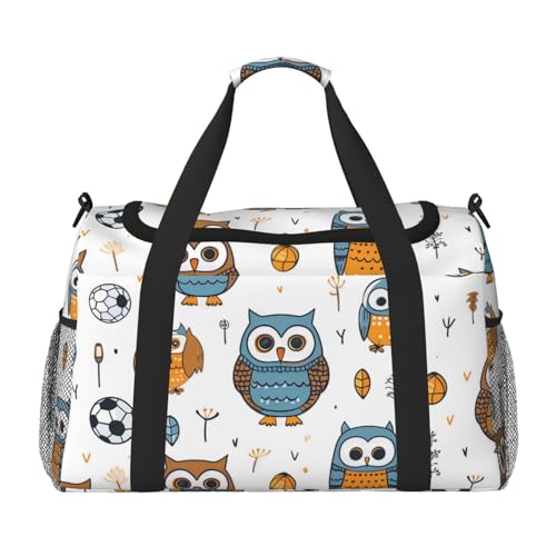 Sporttasche mit Eulen-Motiv, für Fußball, Fitnessstudio, Wochenendtasche für Männer und Frauen, leichtes Handgepäck für Workout, Urlaub von Generisch