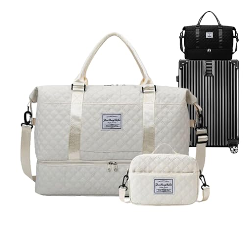 Sporttaschen – Handgepäcktaschen | Schuhfach Turnbeutel Trockene Nass-Trennung Mehrzweck-Turnbeutel wasserabweisend für Mädchen Männer Frauen, weiß, Refer to description, Unisex von Generisch