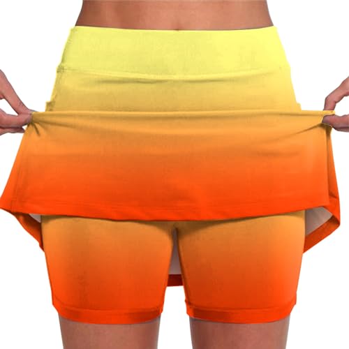 Spring Deals Prime Angebote Rock Mit Hose Drunter Kurz 2 In 1 Shorts Rock Farbverlauf Druck Tennis Rock Mit Short Integriert Sportrock Tennisrock Kleidung Damen was Frauen Wollen Prime von Generisch