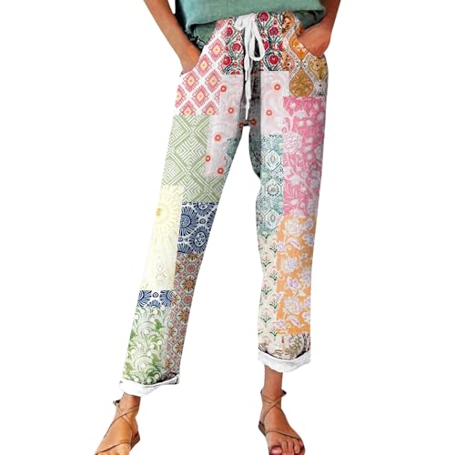 Spring Deals Sommerhose Damen Leicht, Leinenhose Damen Sommer Große Größen, Bequeme Freizeithose Lang Linen Pants High Waist Stoffhose Leinen Hosen Fashion Sale Damen Sale Angebote von Generisch