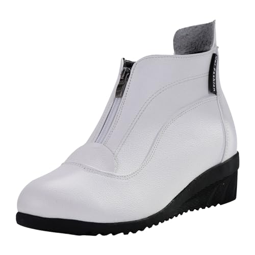 Square Dance Schuhe für Frauen, weiche Sohlen, mittelhohe Absätze, sportliche Mütter mittleren und ältere Tanzschuhe, kurze - und Winterstiefel mit Reißverschluss Transparente Schuhe Damen (White, 36) Square Dance Schuhe für Frauen, weiche Sohlen, mittelhohe Absätze, sportliche Mütter mittleren und ältere Tanzschuhe, kurze - und Winterstiefel mit Reißverschluss Transparente Schuhe Damen (White, 36) von Generisch