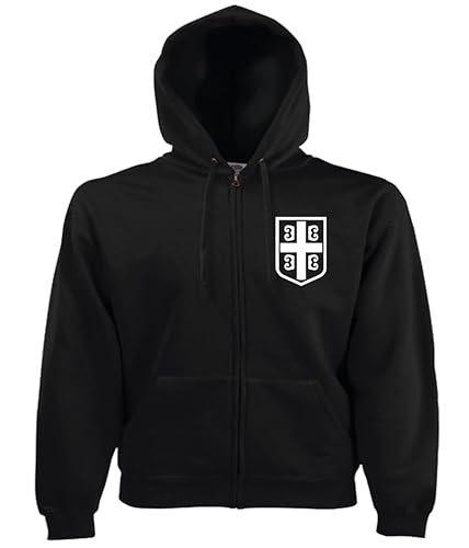 Srbija Serbien Flagge Belgrad Serbia Balkan Serbischer Doppeladler Wappen Slav Bosnier Serbia SFRJ Jacke Hoodi Pulli Kapuzenpullover (DE/NL/SE/PL, Alphanumerisch, M, Regular, Regular, Schwarz) von Generisch