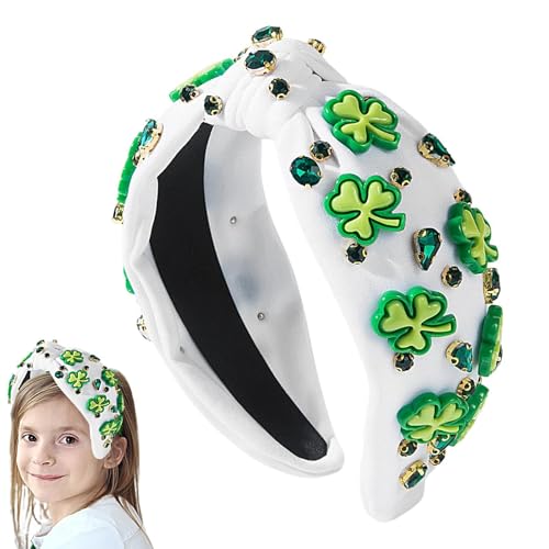 St Patricks Day Knoten-Stirnband, St. Patricks Day, breiter geknoteter Haarreif, -Stirnbänder, breite Haarbänder für Frauen und Mädchen von Generisch