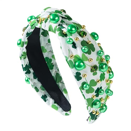 St. Patrick Stirnband, geknotetes Kleeblatt-Stirnband, St. Patrick's Day, grünes Kleeblatt, verziert, Kristall, Strass, geknotetes Stirnband für Haar-Accessoires St. Patrick Stirnband, geknotetes Kleeblatt-Stirnband, St. Patrick's Day, grünes Kleeblatt, verziert, Kristall, Strass, geknotetes Stirnband für Haar-Accessoires von Generisch