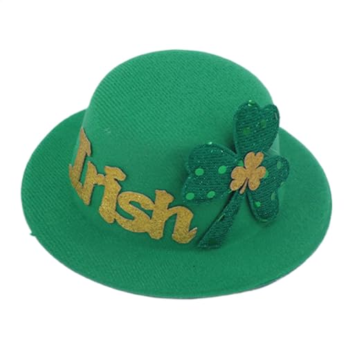 St. Patricks Day Haarspange, Kleeblatt-Haarschmuck, Grüne Glücksblätter Kleeblatt-Hutförmige Haarnadel, Grüne irische Festival-Haarspangen, vielseitige Glückshaarspangen für Familientreffen von Generisch