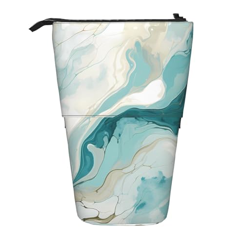 Stand-Federmäppchen, türkis, Marmor, abstrakte Kunst, Stifteetui, Teleskop-Bleistifttasche, Pop-Up-Kosmetiktasche, Schreibwaren-Organizer für Schule, Büro, Reisen von Generisch