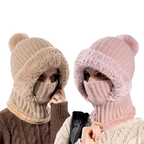 Starstartree Damen Strickmütze im Herbst und Winter Warm Gemütlich Weich Ohrenschutz Strickmütze Warme Beanies Hut Skimützen, 2 Stück - H, Einheitsgröße von Generisch