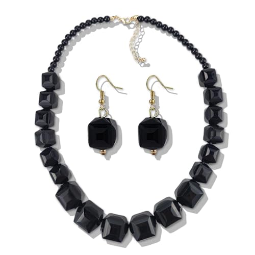 Statement-Halskette mit weißen Perlen – Acryl, klobig, afrikanisch inspiriertes Schmuck-Set für Frauen, auffälliges Kostümzubehör für Halloween und besondere Anlässe, Einheitsgröße, Metall, Kein von Generisch