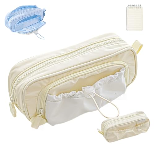 Stationery Pencil Case with Multi - Pockets, Cute Aesthetic Waterproof Drawstring Pen Pouch, Wide Opening Large Capacity Soft Pencil Bag with Zipper von Generisch