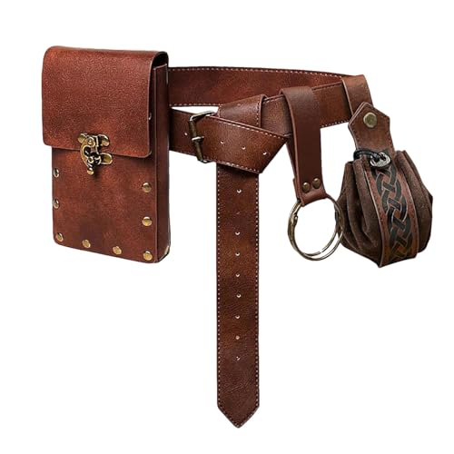 Steampunk Hüfttasche - Leder Hüfttasche | Leder Steampunk Tasche Geldbörse Kette Beintasche | Halloween Steampunk Retro Motorradtasche | PU Leder Gürteltasche Renaissance | Steampunk Handyhalterung von Generisch
